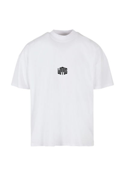 Ribbed short-sleeved shirt with high crew neck Ice White