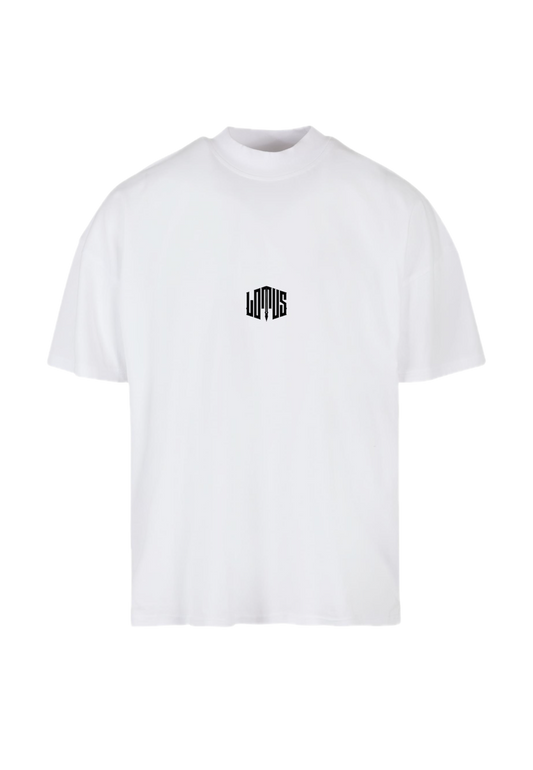 Ribbed short-sleeved shirt with high crew neck Ice White